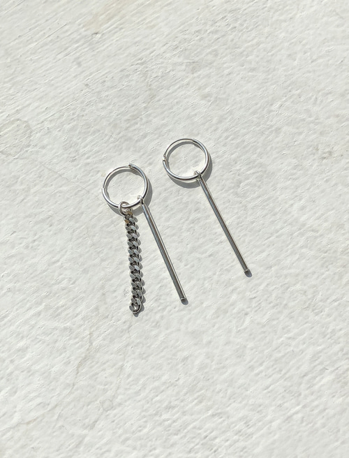 스틱-체인 언발 이어링 stick-chain unbalanced earring / 2 types