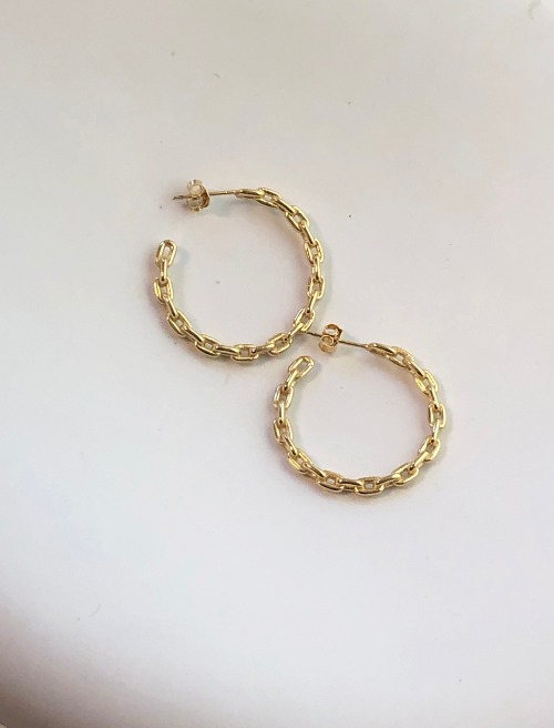 체인 링 귀걸이 chain hoops earring