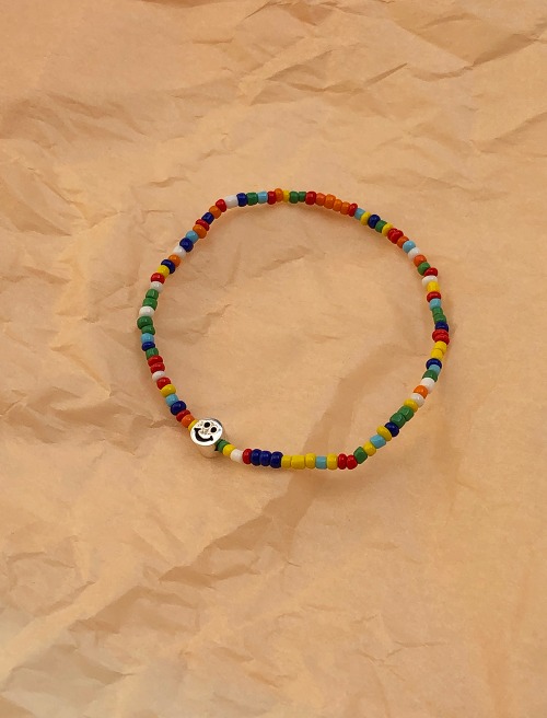 스마일 레인보우 비즈 팔찌 smile rainbow beads bracelet