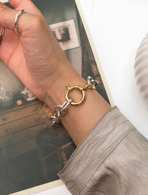 골드 후크 체인 팔찌 gold hook chain bracelet