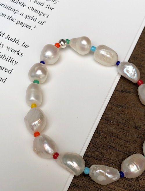 담수진주 레인보우 비즈 팔찌 fresh-water pearl rainbow beads bracelet