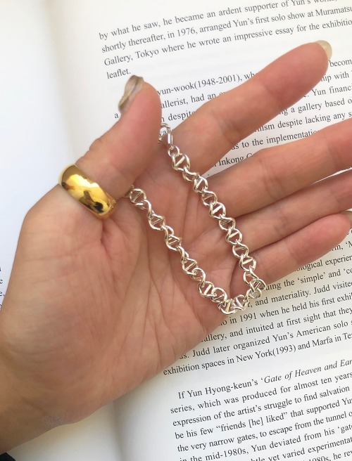 커브드 링크 체인 팔찌 curved link chain bracelet