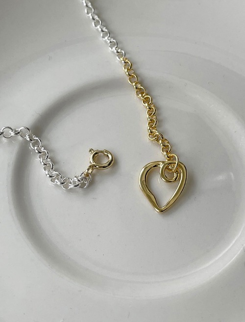 라인 하트 목걸이 line heart necklace