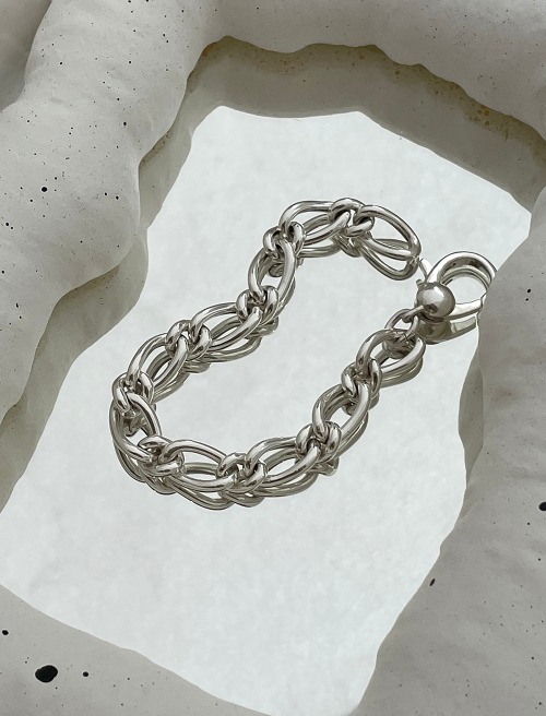 웨이브 오벌 체인 팔찌 wave oval chain bracelet
