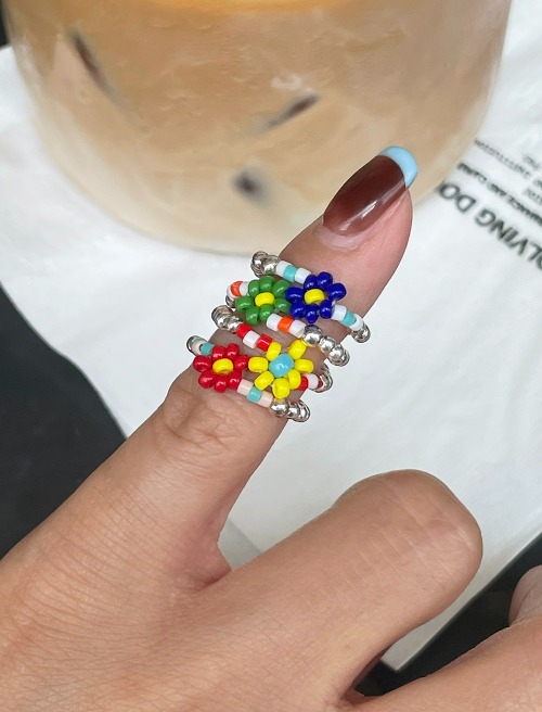 비즈 플라워 토우 링 애끼 반지 beads flower toe ring