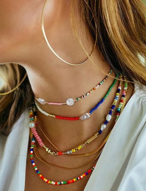 담수진주 비즈 목걸이 fresh-water pearl beads necklace