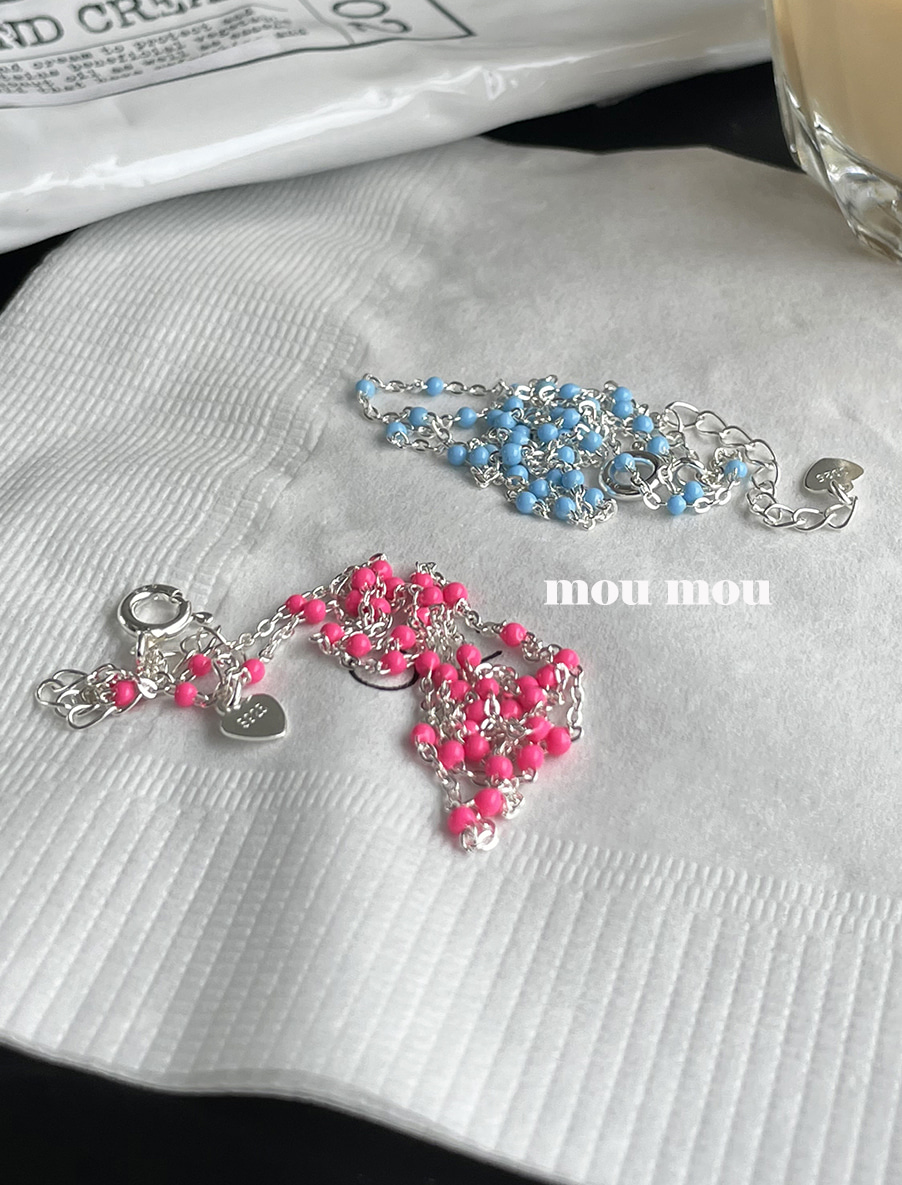 핑크 &amp; 블루 토파즈 볼 목걸이 pink &amp; blue Topaz ball necklace