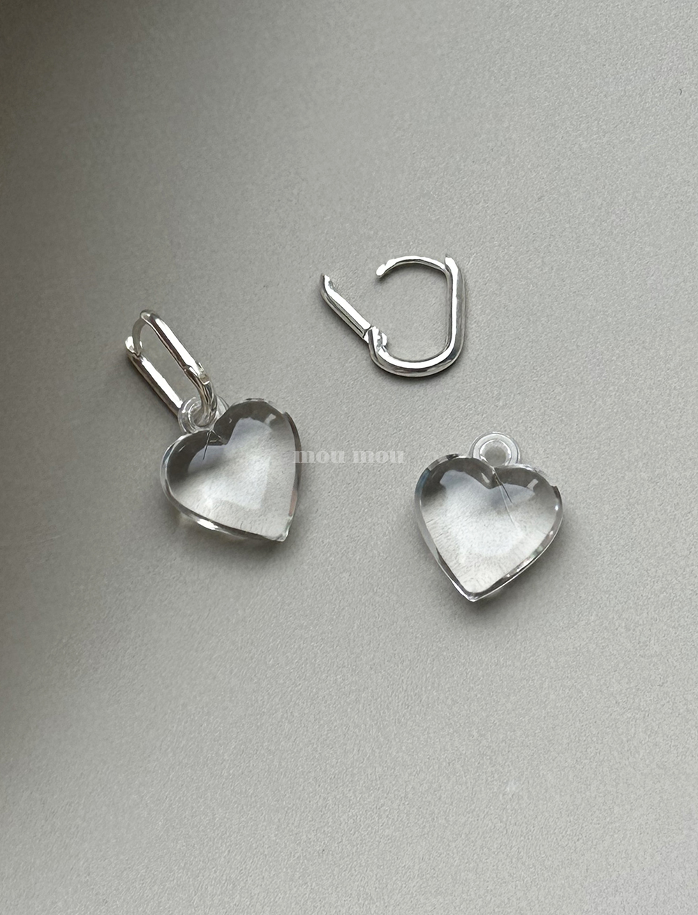 투명 하트 귀걸이 pure heart earring