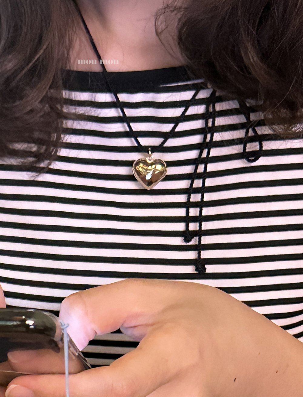 하트 끈 목걸이 heart string necklace