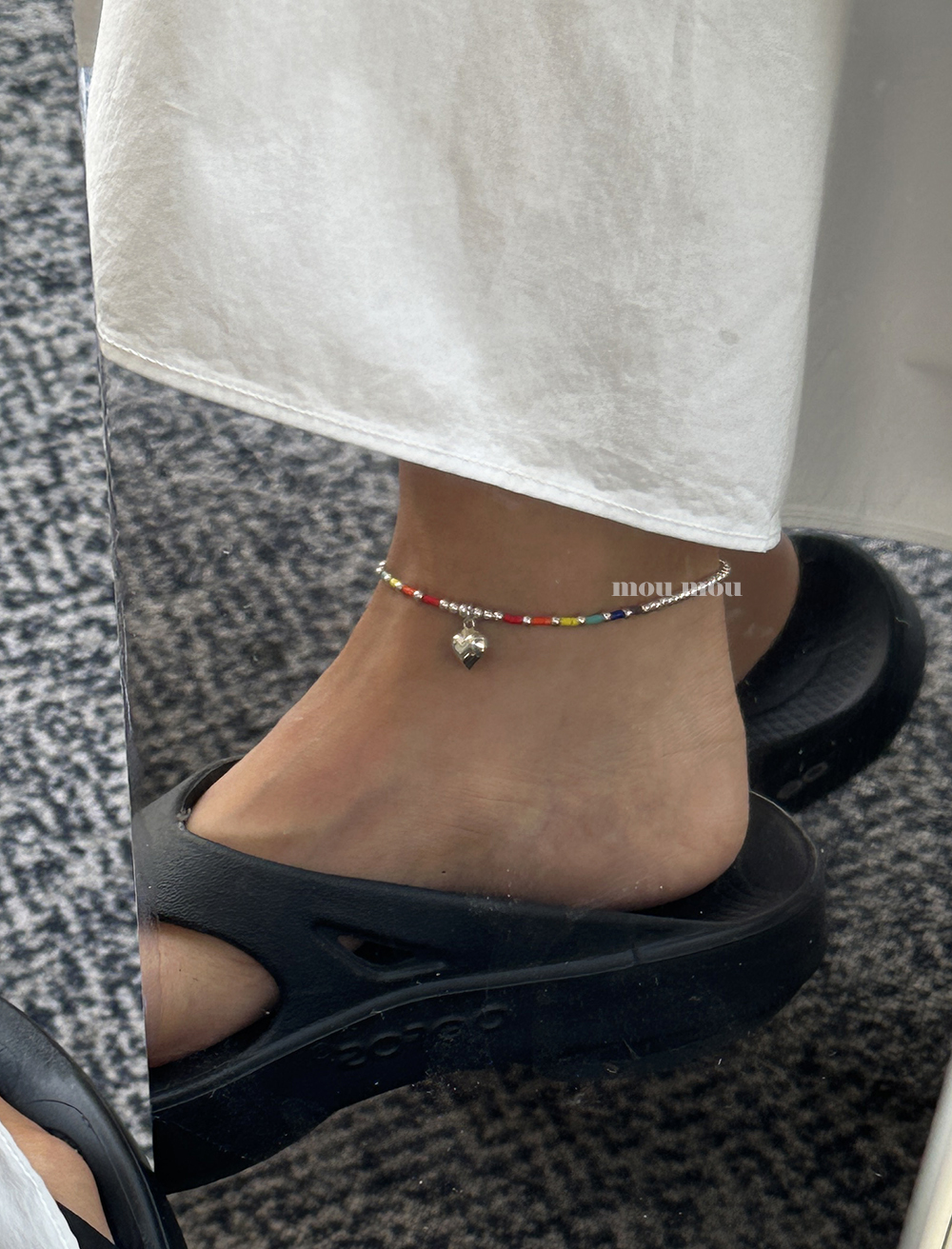 하트 레인보우 비즈 발찌 heart rainbow beads anklet