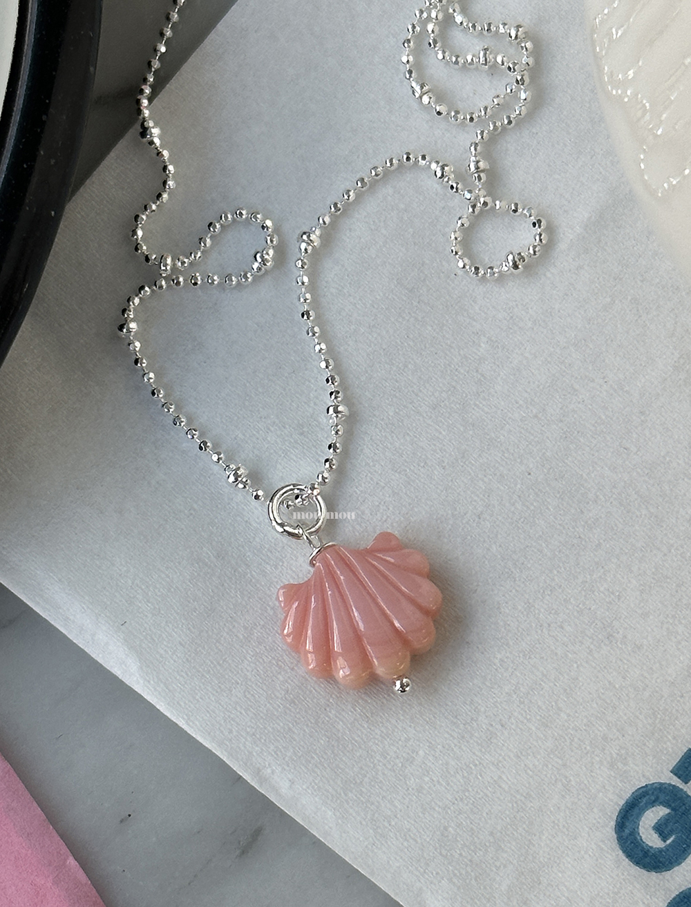 핑크 조개 목걸이 pink shell necklace