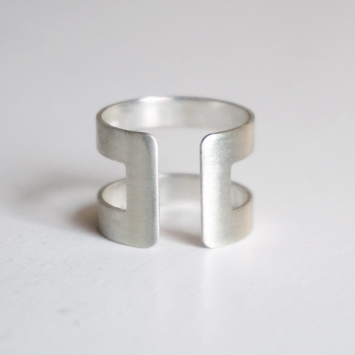 silver _ double band ring