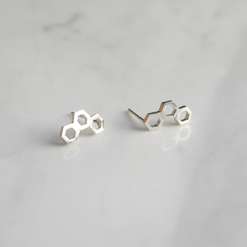 silver_ honeycomb earring