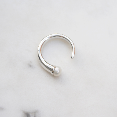 silver _ pearl open ring