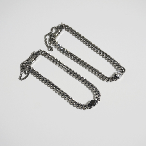 silver _ black stone chain bracelet / 2 types