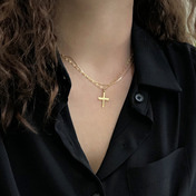 골드 십자가 목걸이 gold plated cross necklace