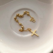 골드 5 mm 볼 로자리 팔찌 gold plated rosary bracelet