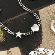 별 &amp; 하트 체인 팔찌 star &amp; heart chain bracelet