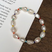 담수진주 레인보우 비즈 팔찌 fresh-water pearl rainbow beads bracelet