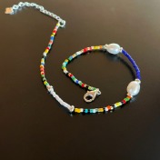 담수진주 비즈 발찌 fresh-water pearl beads anklet