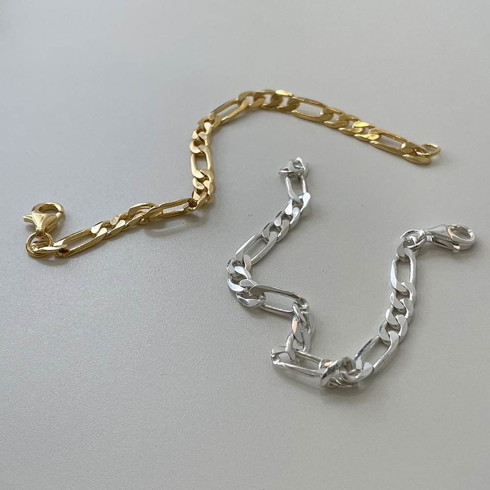 플랫 피가로 체인 팔찌 flat figaro chain bracelet