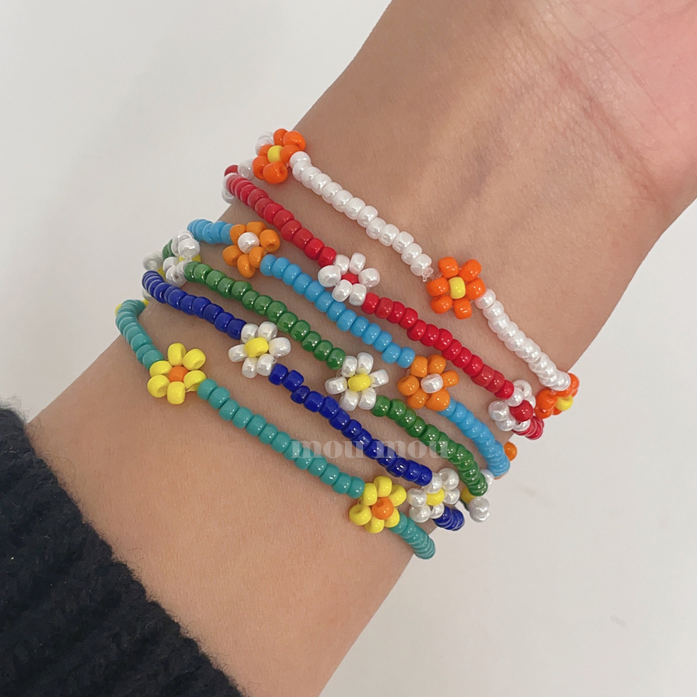 플라워 비즈 팔찌 flower beads bracelet
