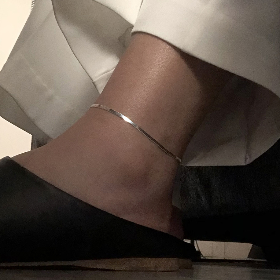 2 mm 플랫 뱀줄 발찌 flat snake chain anklet