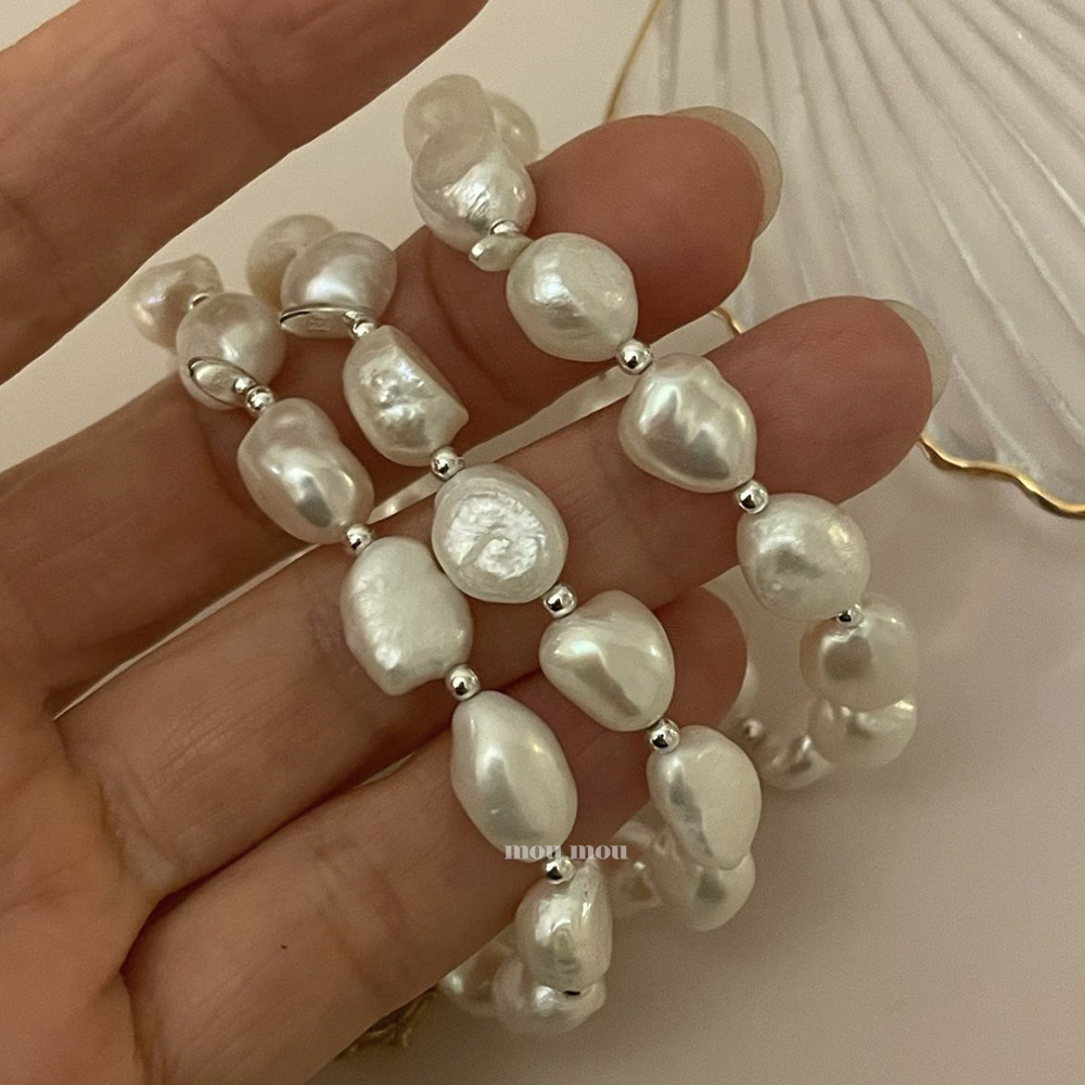 실버 볼 믹스 담수진주 팔찌 silver ball mixed pearl bracelet