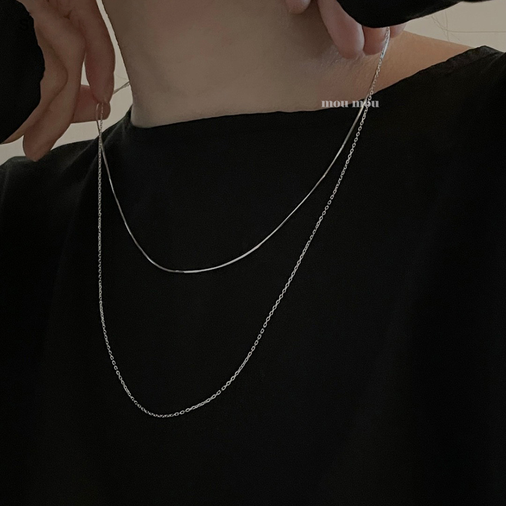 두 줄 레이어드 체인 목걸이 2 row layered chain necklace