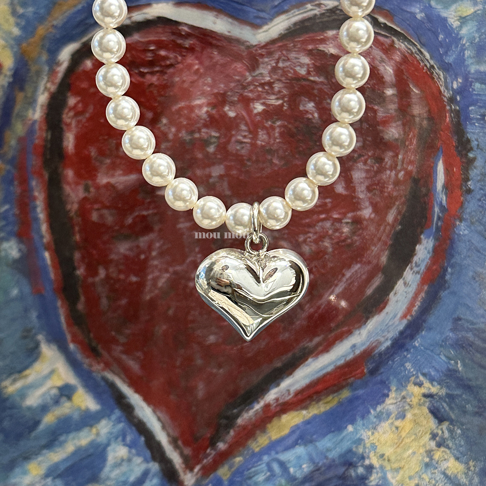 통통 하트 진주 목걸이 heart pearl necklace
