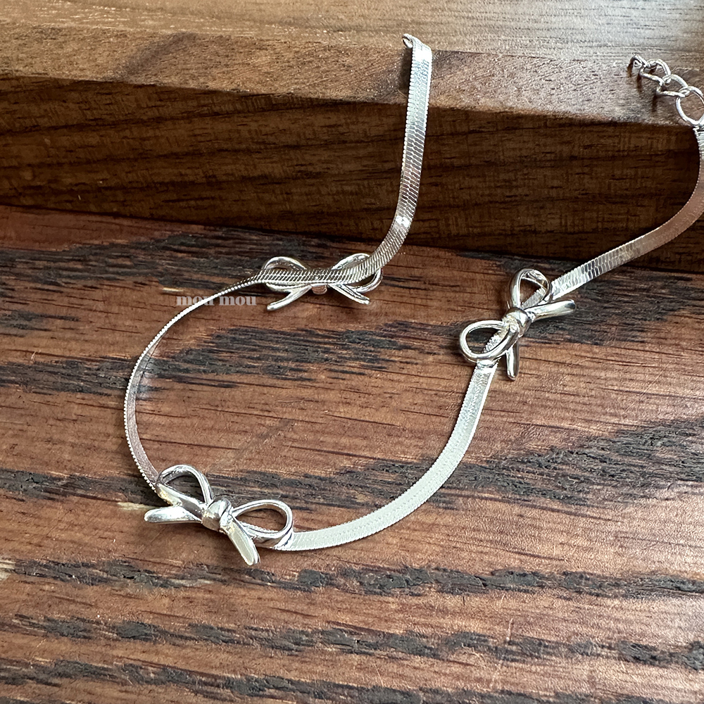미니 리본 뱀줄 팔찌 mini ribbons snake chain bracelet