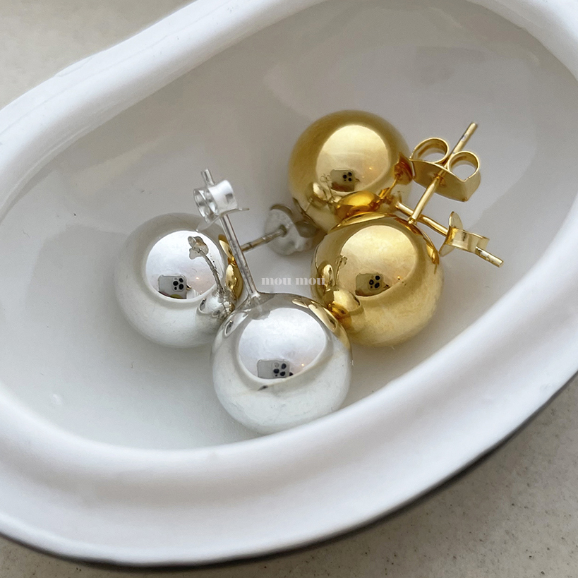 12 mm 실버 볼 귀걸이 12 mm silver ball earring