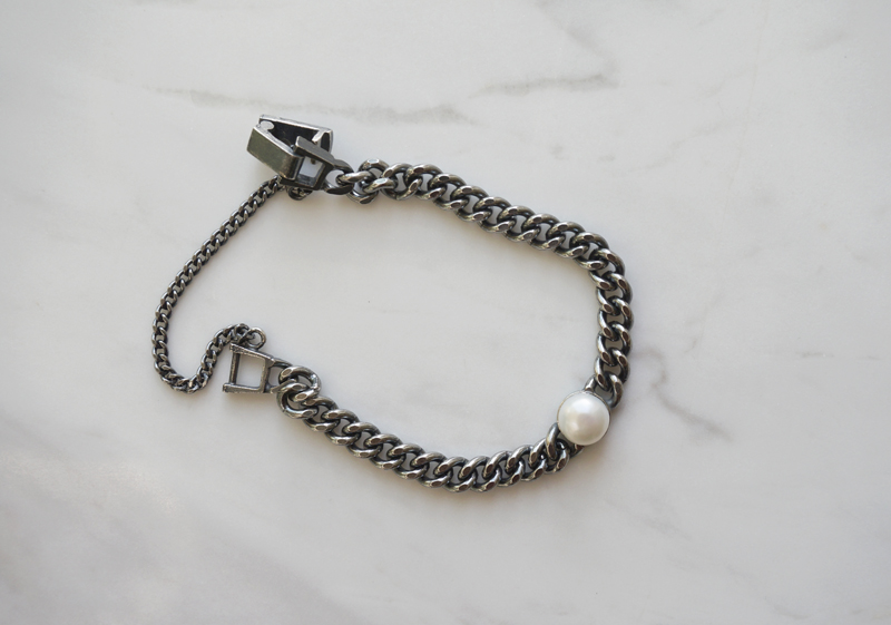 silver _ PEARL chain bracelet