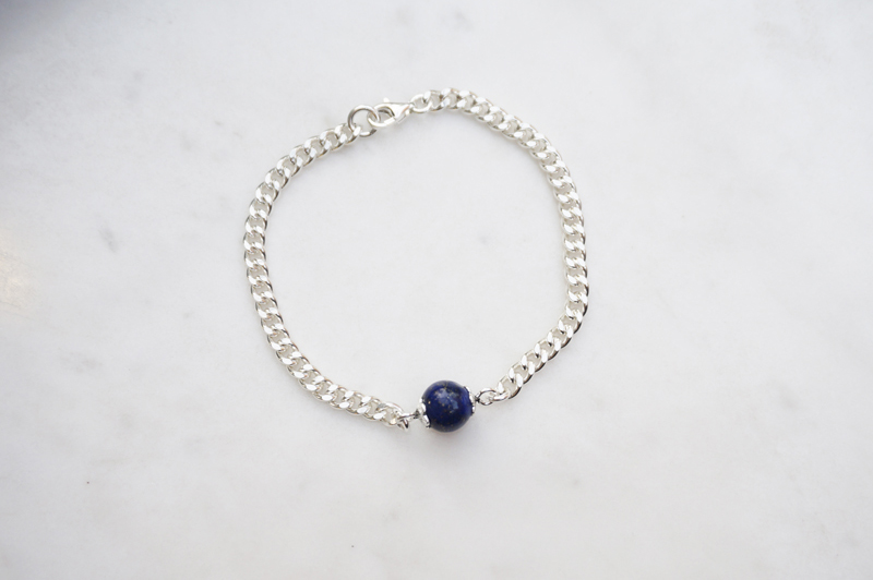 silver _ lapis chain bracelet 