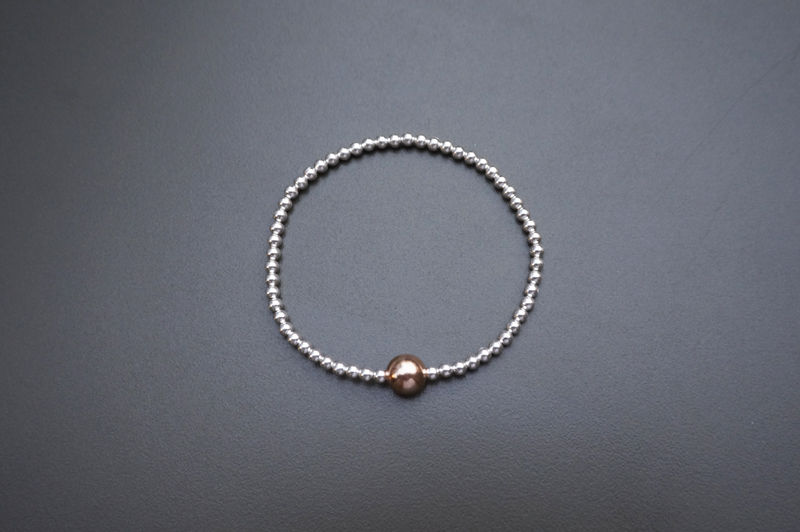 silver _ pink gold plated ball bracelet 