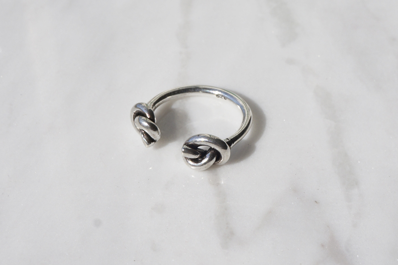 silver _ double knot cuff ring