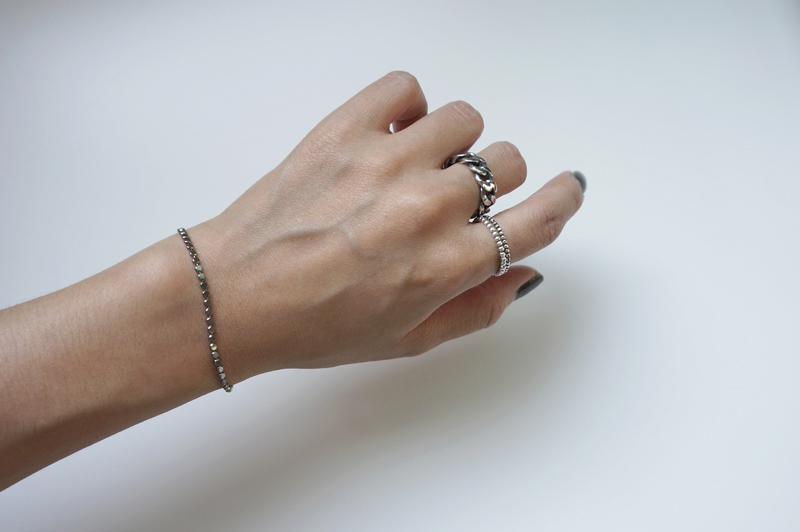 silver _ black dot bracelet 